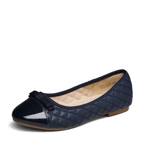 Girls Bow Flower Ballerina Flats - NAVY BLUE -  0